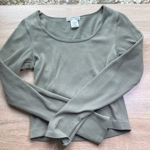 green, long sleeve, tight t-shirt from Ultra Flirt (size small)